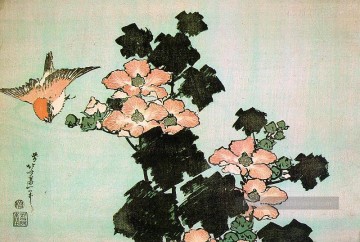 Hibiscus et moineau Katsushika Hokusai ukiyoe Peinture à l'huile